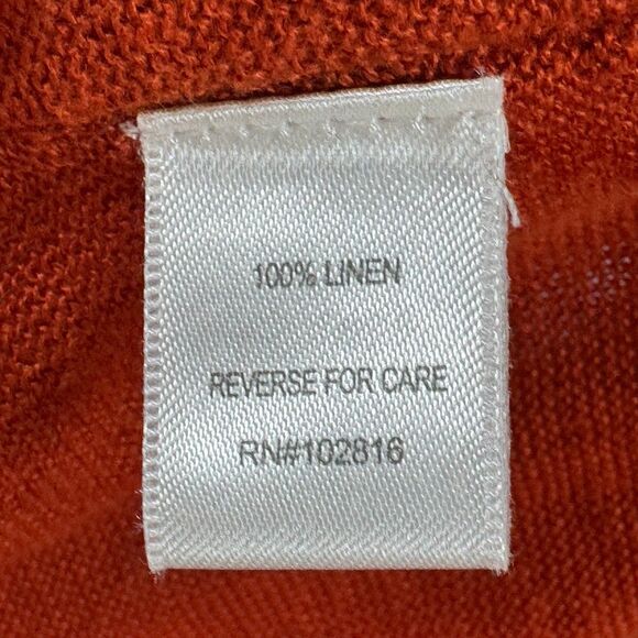 Garnet Hill Linen Cardigan Womens XL Burnt Orange Asymmetrical Hem Button Front - Picture 13 of 15